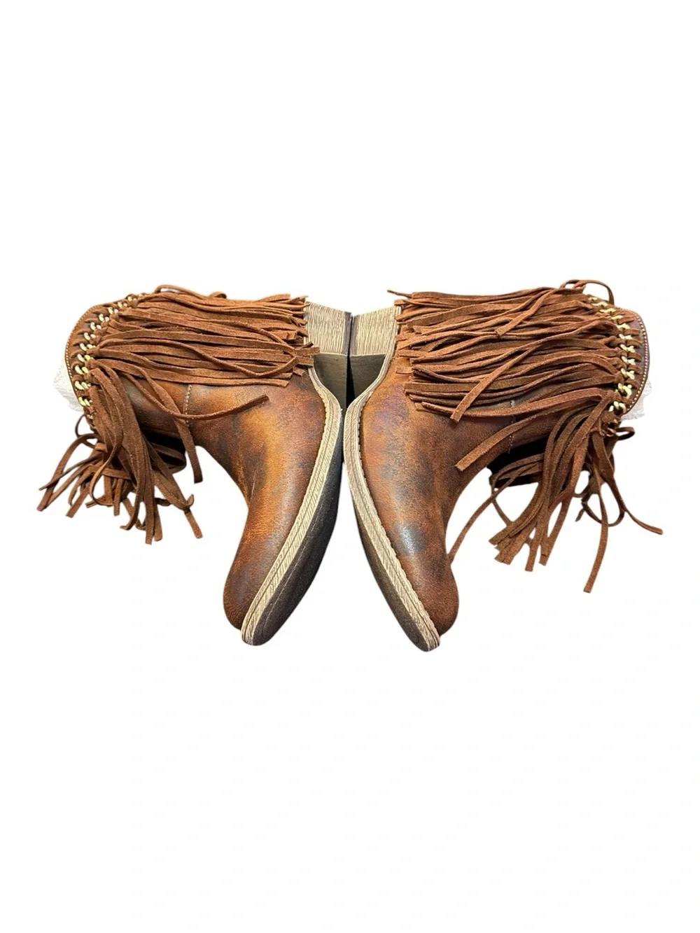 Very G Juno Women’s Size 10 Tan Fringe Ankle Boots Western Boho NIB